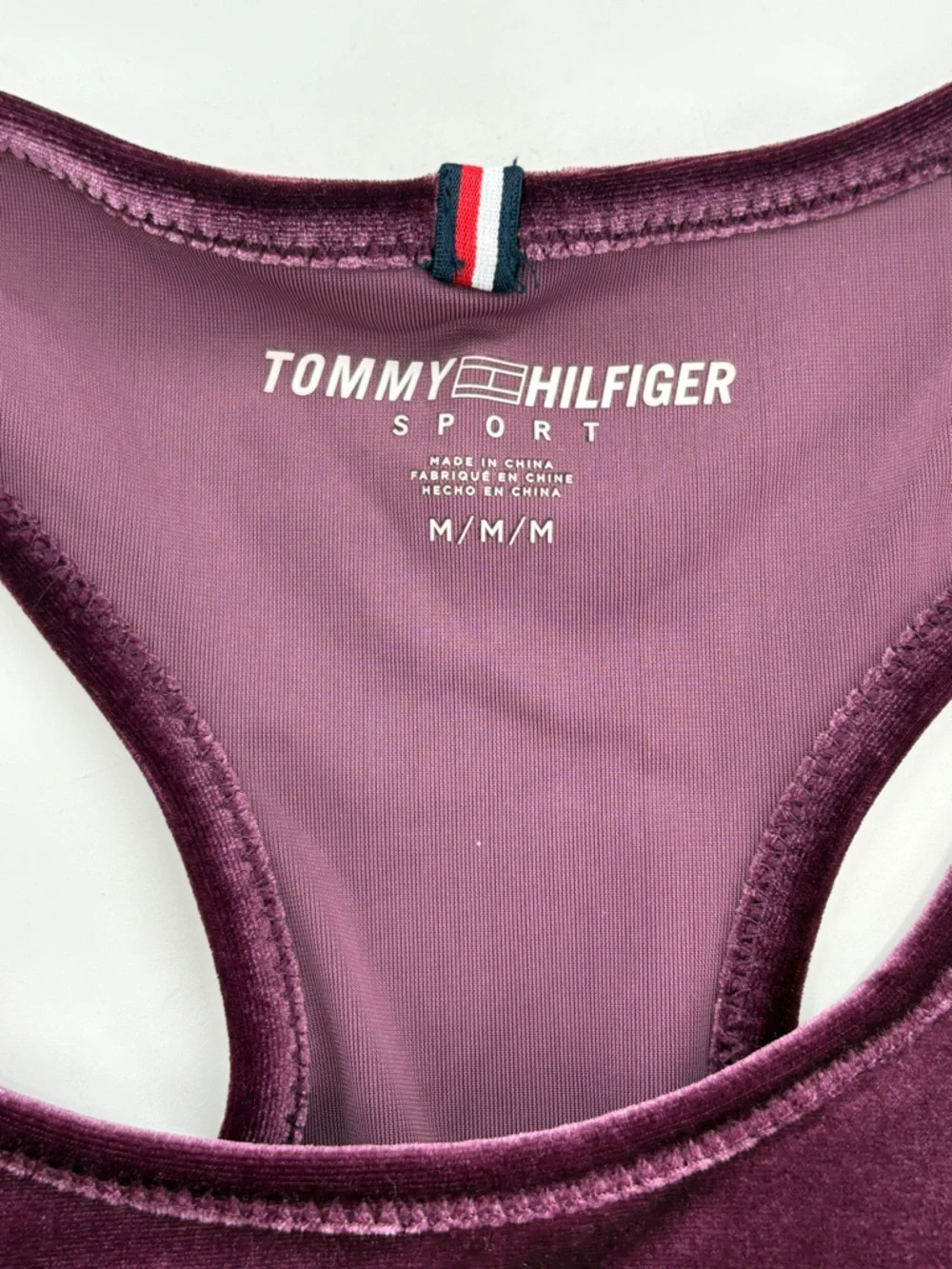 Tommy Hilfiger Velvet Racerback Sports Bra - Plum - Picture 6 of 9